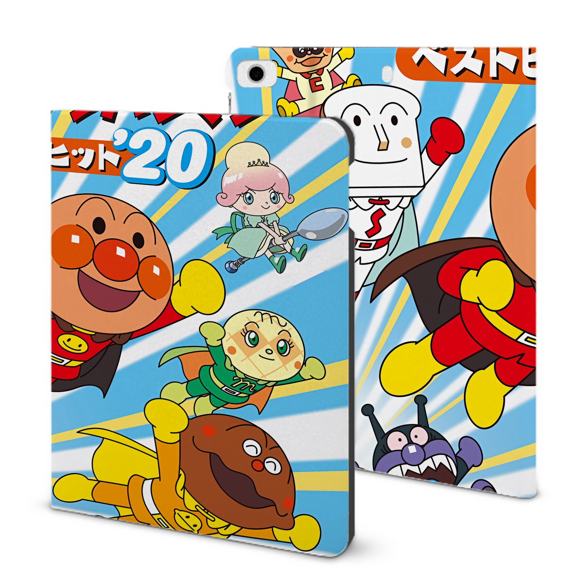 （画像用） アンパンマン Anpanman IPad ケース ブック型 PUレザー TPU 耐衝撃 軽量 薄型 ペン収納なし 全面保護 IPad 各モデル対応